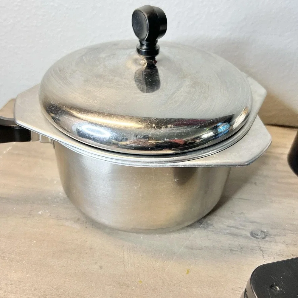 Vintage Presto PC 2 QT‎ Aluminum Saucepan Double Boiler Steamer Insert Set USA